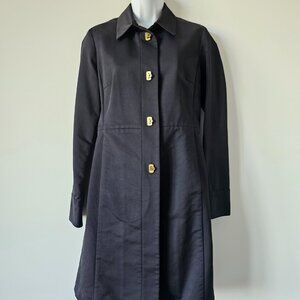 BANANA REPUBLIC Black Cotton Blend Front Closure Long Coat Jacket Small
